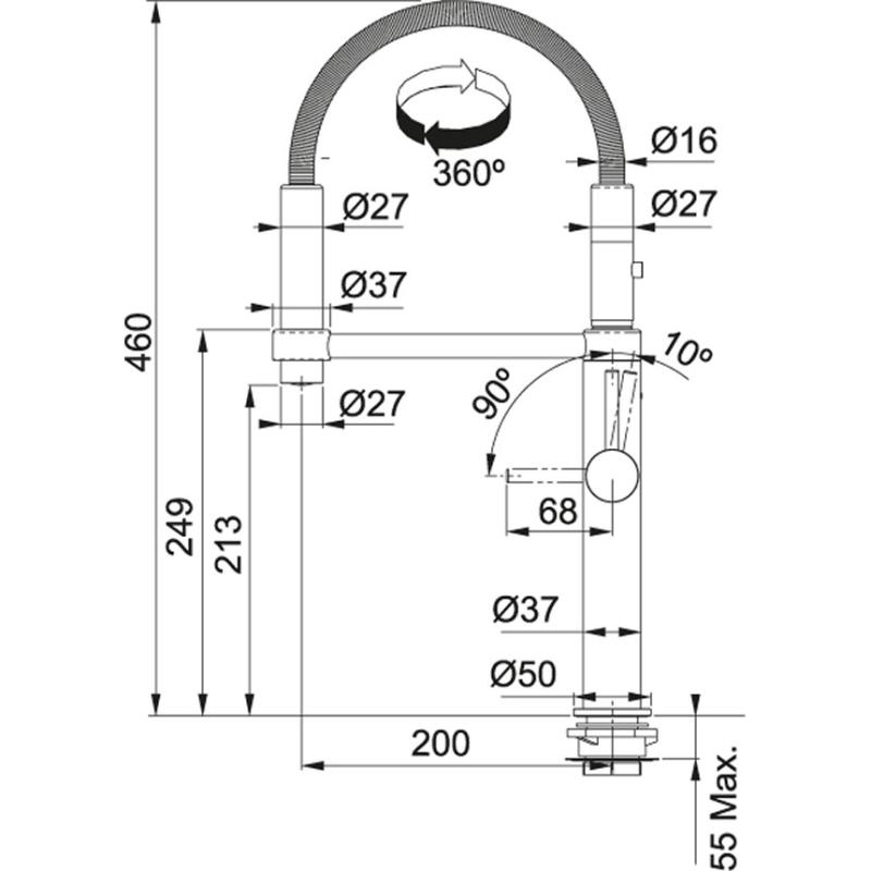 Franke Pescara Semi Pro 360 Køkkenarmatur med fleksibel tud krom 115.0393.976