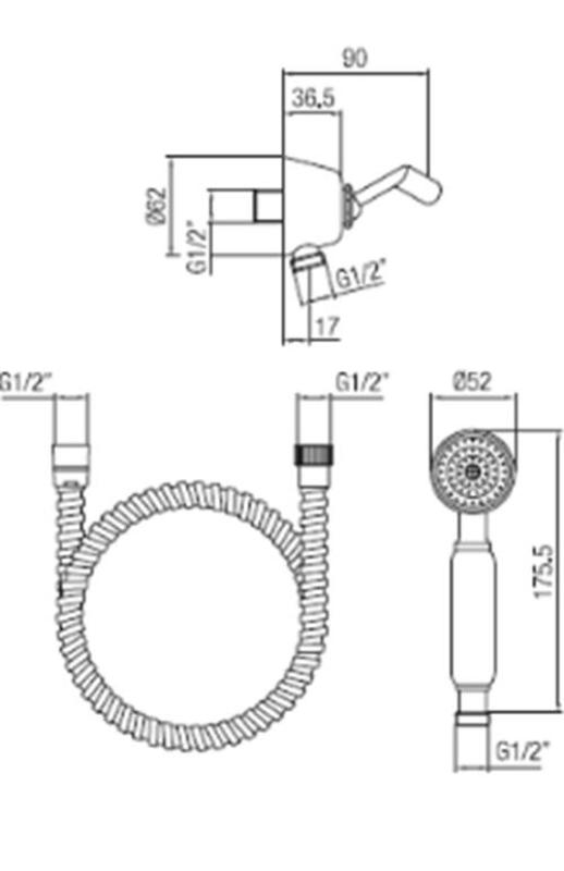 PB klassisk håndbrusersæt med ophængskrog krom 1208899052
