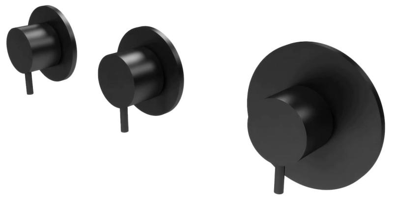 Waterevolution Flow indbygget brusertermostat med 2 stophaner mat sort 1208916222