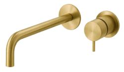 Waterevolution Flow indbygget håndvaskarmatur i børstet messing med udløb 21 cm T116BLE-21