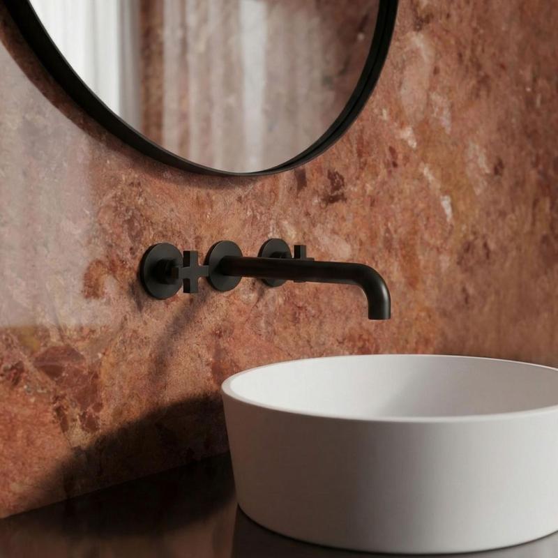 Waterevolution Cruz 3-huls indbygget håndvaskarmatur mat sort 19cm tud 1208916572