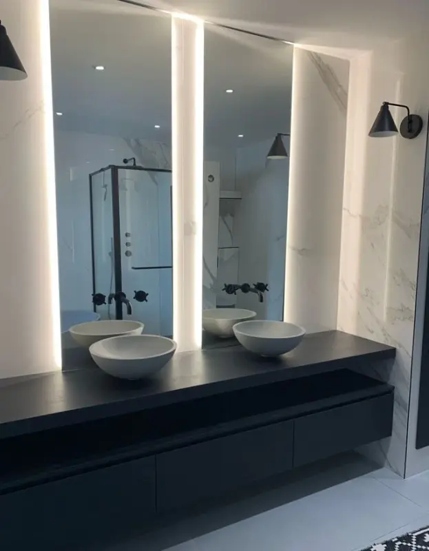 Waterevolution Cruz 3-huls indbygget håndvaskarmatur mat sort 19cm tud 1208916572