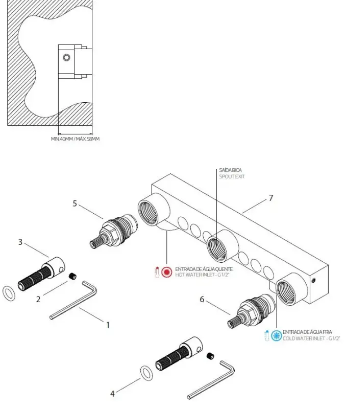 Waterevolution Cruz 3-huls indbygget håndvaskarmatur med 15 cm tud i mat sort 1208916582