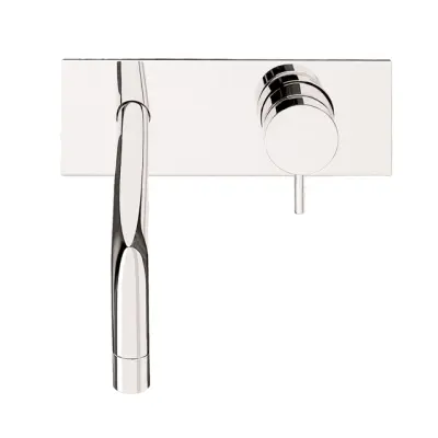 Waterevolution Flow built-in washbasin faucet with cover plate, fully stainless steel with 25 cm spout T1161BIE-25