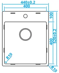 Caressi Basic Line rustfrit stål køkkenvask 40x40 planlimning med haneplade CABLPP40KR10 1208920510