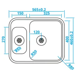 Caressi Basic Line RVS vask 46x56,5 planmontering undermontering opbygning CABLPP1532R50 1208920575