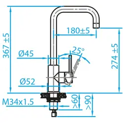 Caressi Basic Line RVS énhånds køkkenarmatur CABL001I 1208920576