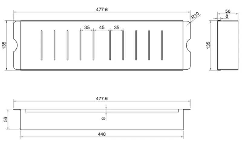 Caressi CACSD46 sort 44cm indsatsbak affaldsbeholder rustfrit stål 1208920600