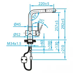 CARESSI Chrome enkeltgrebs køkkenblander med udtrækkelig taphane krom CA108CH U ECO 1208920642
