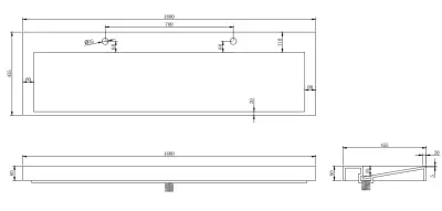 Solid-S Quatra håndvask solid overflade mat hvid uden hanehul 160 x 45,5 x 8cm 1208920888