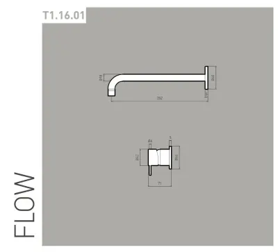 Waterevolution Flow indbygget håndvaskarmatur i børstet messing med udløb 25 cm T116BLE-25