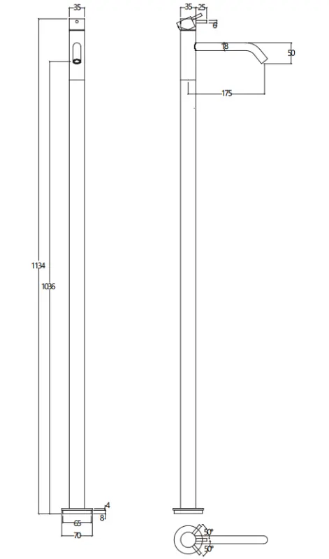 Waterevolution Flow fritstående håndvaskarmatur rustfrit stål T113IE