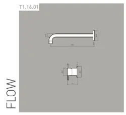 Waterevolution Flow indbygget håndvaskarmatur børstet messing med tud 15cm T116BBB-15