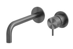 Waterevolution Flow indbygget håndvaskarmatur PVD Gun Metal med udløb 15 cm T116BME-15