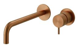 Waterevolution Flow indbygget håndvaskarmatur PVD børstet kobber med udløb 21 cm T116BCPE-21