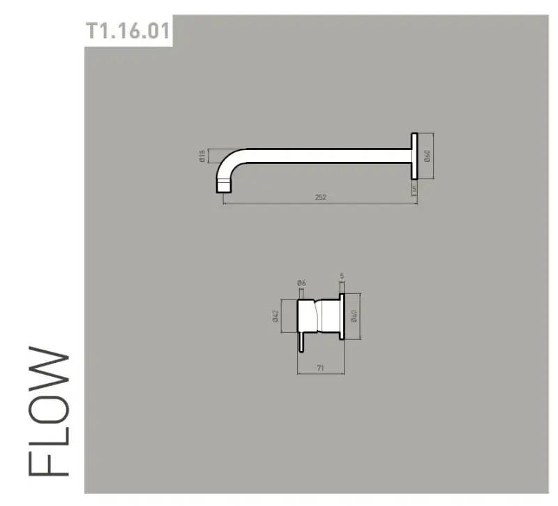Waterevolution Flow Built-in Washbasin Faucet PVD Brushed Copper with 25 cm Spout T116CPE-25
