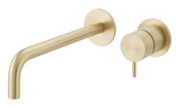 Waterevolution Flow indbygget håndvaskarmatur PVD hvidguld med udløb 21 cm T116BWGE-21