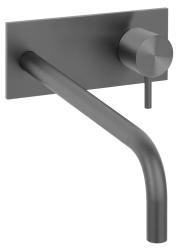 Waterevolution Flow indbygget håndvaskarmatur med dækplade PVD Gun Metal med udløb 21 cm T1161GME-21