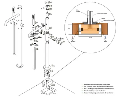 Waterevolution Flow fritstående badekararmatur med håndbruser, børstet kobber T133CPE