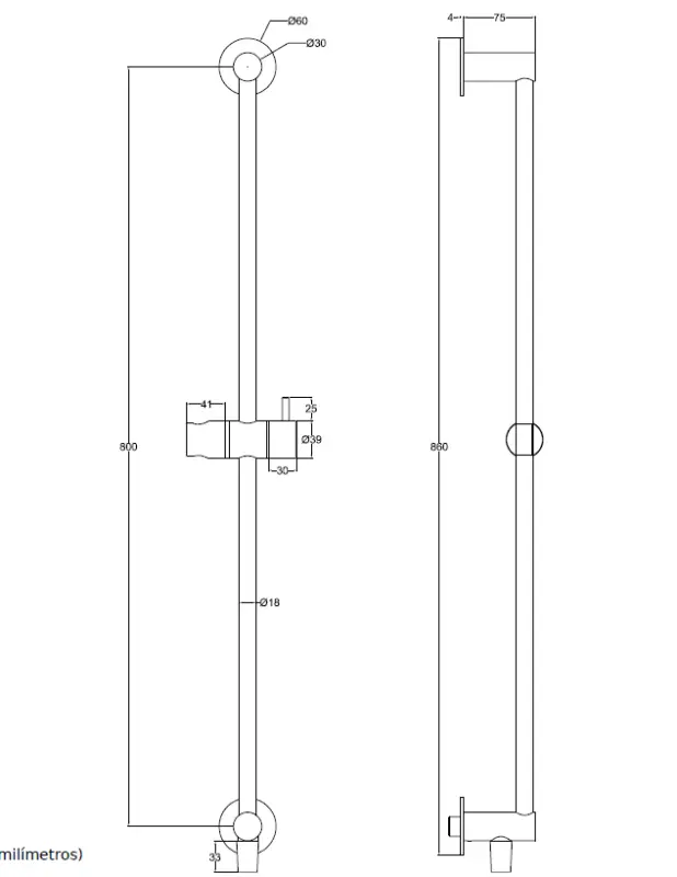 Waterevolution Flow glidestangssæt med håndbruser 800 mm Gun Metal T1661GME