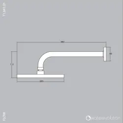 Waterevolution Flow hovedbruser 200mm med vægtilslutning Gun Metal T1641GME
