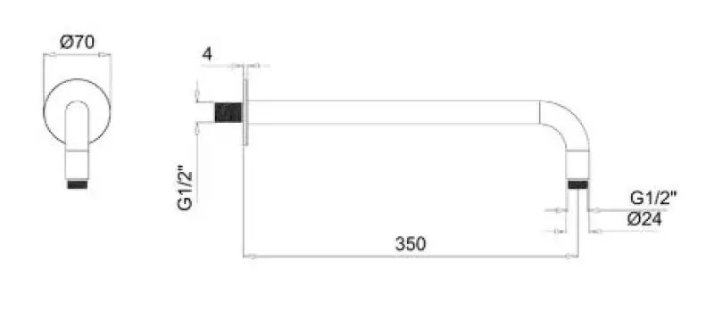 SB Rubinetterie Universel vægbruser arm rund 35cm farve Mat hvid 1208946667