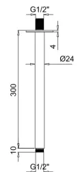 SB Rubinetterie Universal loftbruserarm rund 30 cm farve mat sort 1208946684