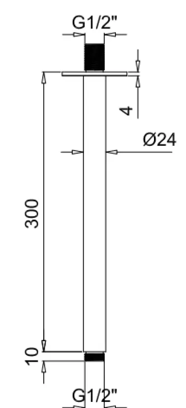 SB Rubinetterie Universal loftbruserarm rund 30 cm farve mat sort 1208946684
