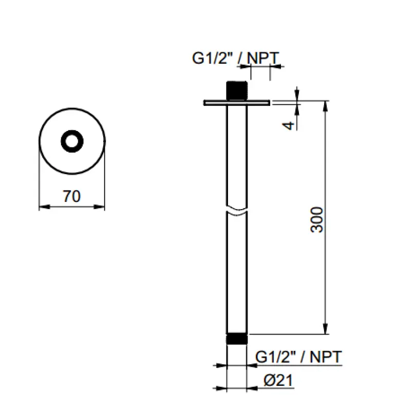 SB Round 316 loftbruserarm rund 30 cm fuldstændig rustfrit stål 1208946689