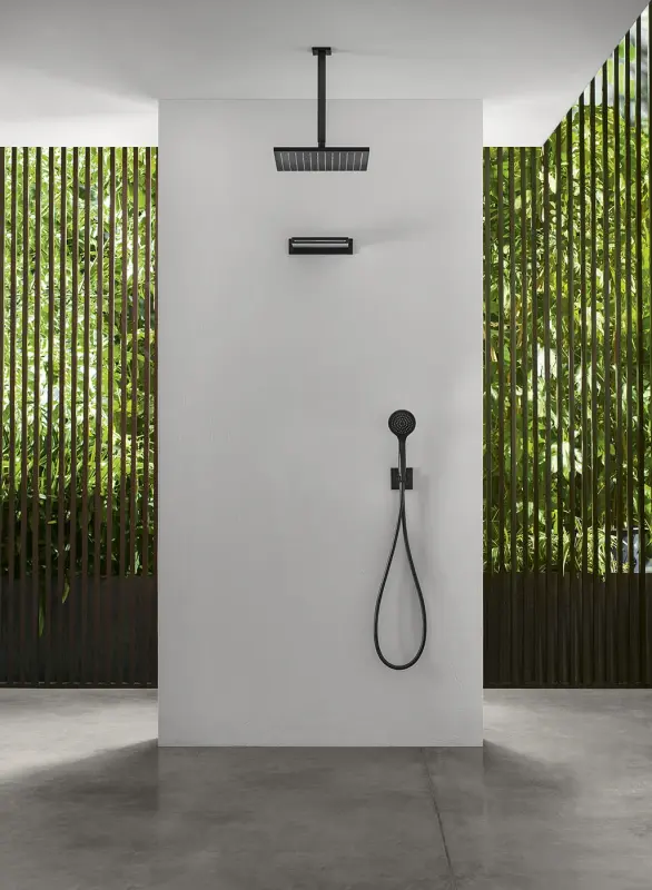 SB Rubinetterie Regnbruser Eco Air vandbesparende firkantet regnbruser mat sort 25x25cm 1208947015