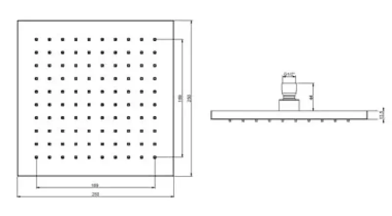 SB Rubinetterie Regnbruser Eco Air vandbesparende firkantet regnbruser mat sort 25x25cm 1208947015
