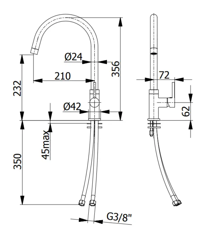 DEMM køkkenarmatur enhånds med drejelig tud krom 1208947356