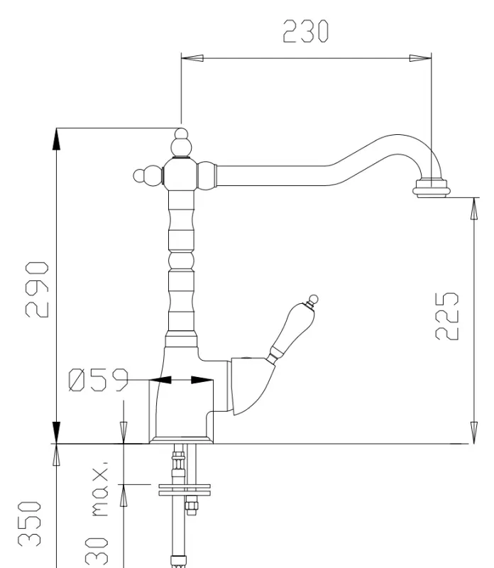 DEMM Nostalgisk køkkenarmatur med drejelig tud Bronze klassisk 1208947363