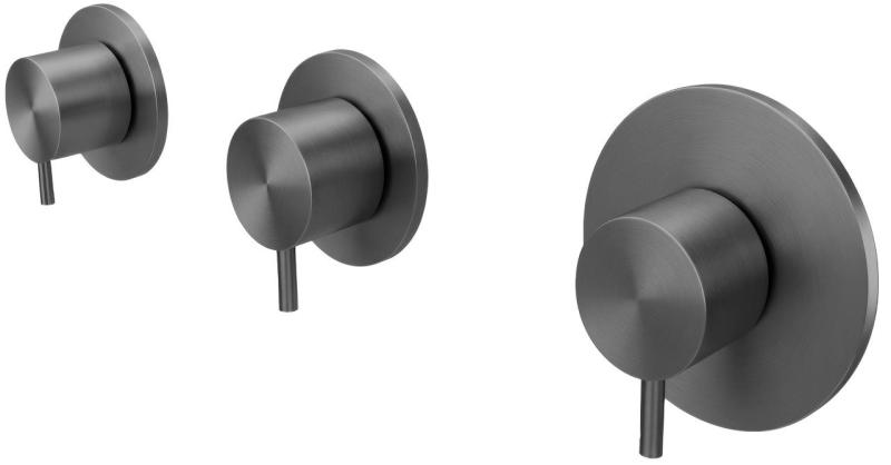 Waterevolution Flow indbygget brusertermostat med 2 stophaner, gun metal 1208948847