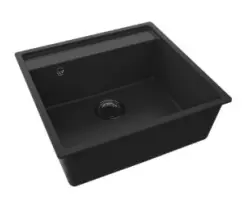 GraniteMy Bremen granitvask 53x50 cm sort, til overmontering, undermontering og planmontering med hanehul 1208952256