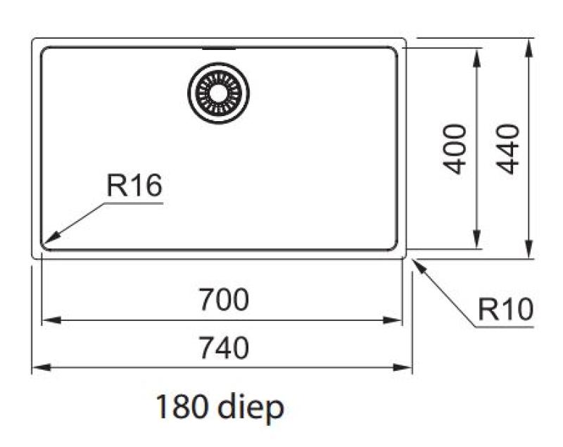 Franke Maris MRX 210.70 ekstra stor rustfri stål vask fladbygning 127.0568.039