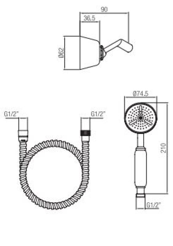 PB klassisk håndbrusersæt med ophængskrog krom 1208952418