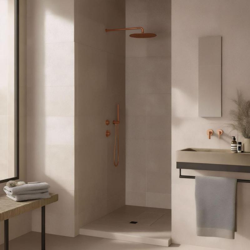 Waterevolution Flow indbygget brusetermostat med 1 omskifterhane i kobber