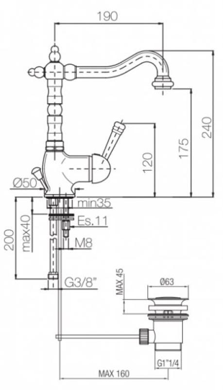 PB Vaskarmatur nostalgisk Vintage rustfrit stål