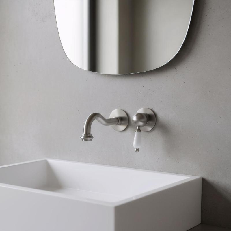 PB nostalgisk indbygningsvaskarmatur Vintage tud 21 cm rustfrit stål