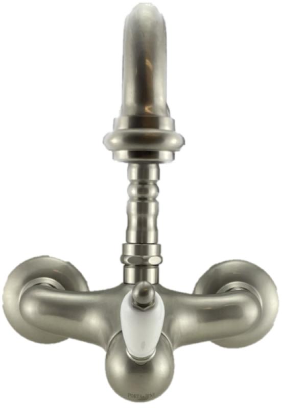 PB nostalgisk etgrebs vægmonteret armatur med hvidt håndtag i rustfrit stål