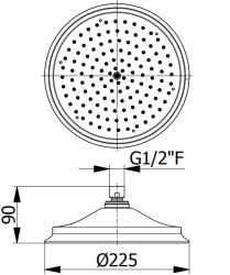 PB Klassisk regnbruser brusehoved 22 cm krom med anti-kalk dyser og luftsystem 1208952912