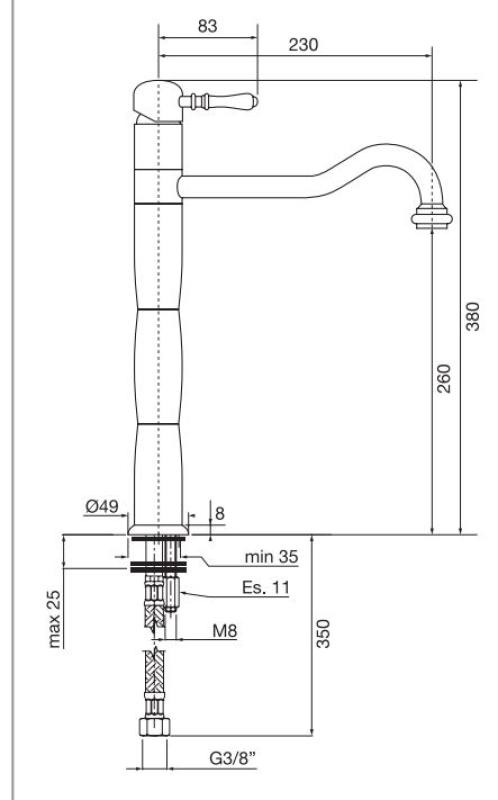 PB Classic Nostalgisk søjle køkkenhane Krom 1208952920
