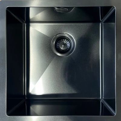 Ausmann Mosel rustfrit stål vask antracitfarvet PVD Gun Metal 40x40 undermontering flad montering og påbygning 067106