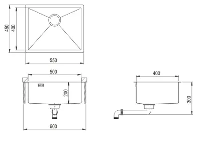 Ausmann Mosel RVS håndvask kobber farve PVD kobber 50x40 underbygning, planmontering og overbygning 080976
