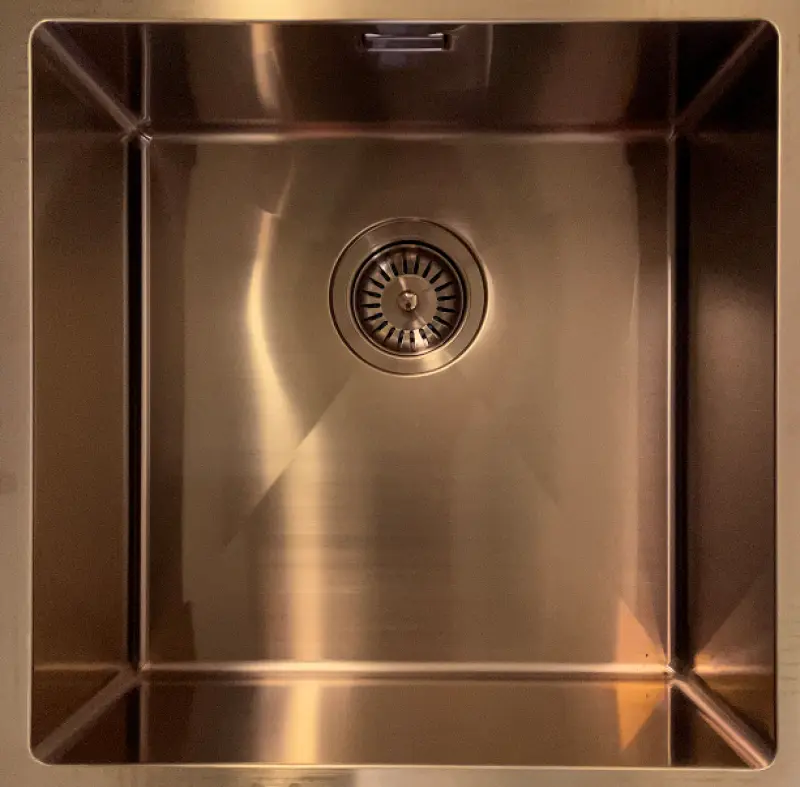 Ausmann Mosel RVS håndvask kobber farve PVD kobber 50x40 underbygning, planmontering og overbygning 080976