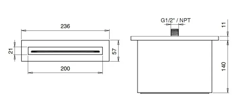 SB Square vandfald tud mat sort