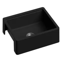 GraniteMy Tradition landlig køkkenvask, tosidet granitvask 60x48 cm, sort undermonteret 1208953016