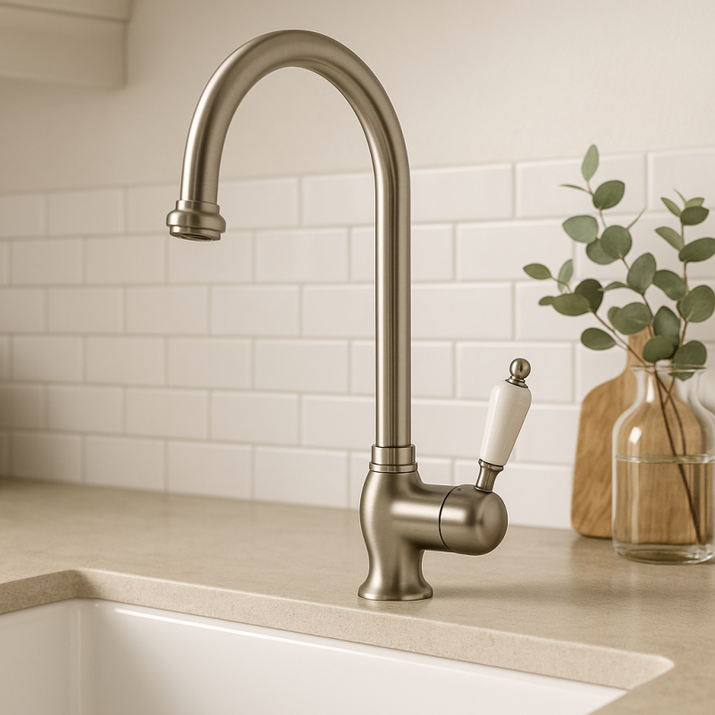 PB klassisk køkkenarmatur med enkeltgreb og svingtud 200 mm rustfrit stål 1208953115