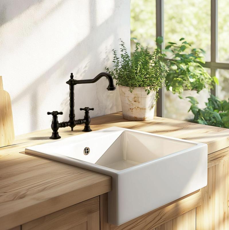 PB Nostalgisk Brokøkkenhane Mat sort vinkeludløb med stjernehåndtag PBN.SV.H.ST